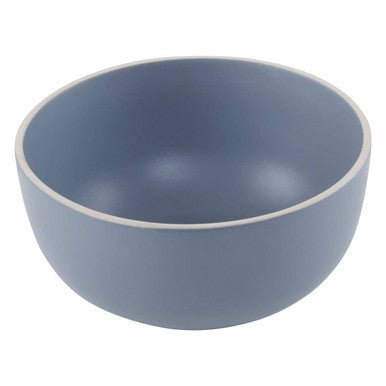 Elmira Twelve Piece Blue Stoneware Dinner Set With Grey Rim - Joe’s Haven