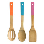 Aleki 3pc Bamboo Kitchen Utensil Set With Coloured Handles - Joe’s Haven