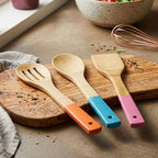 Aleki 3pc Bamboo Kitchen Utensil Set With Coloured Handles - Joe’s Haven