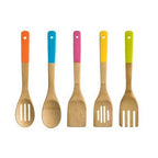 Aleki 5 Piece Bamboo Kitchen Utensil Set With Multi Colour Handles - Joe’s Haven