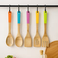 Aleki 5 Piece Bamboo Kitchen Utensil Set With Multi Colour Handles - Joe’s Haven