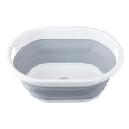 Averill Grey And White Oval Collapsible Laundry Basket