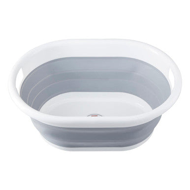 Averill Grey And White Oval Collapsible Laundry Basket