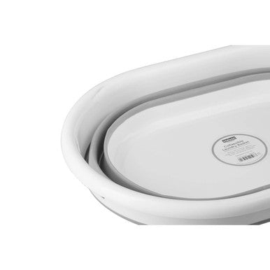 Averill Grey And White Oval Collapsible Laundry Basket