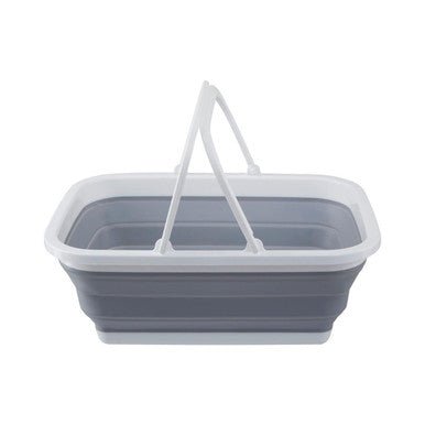 Averill Collapsible Grey And White Basket With Handles - Joe’s Haven