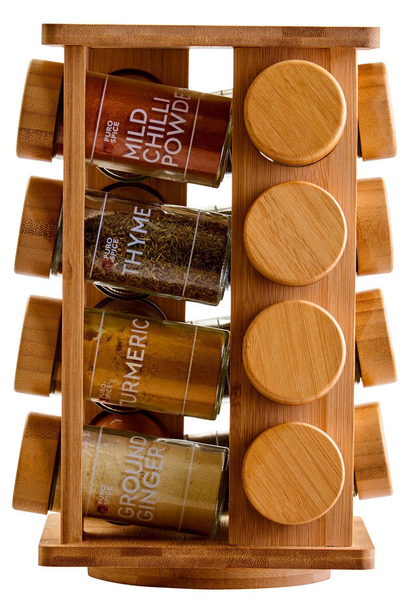 Puro Bamboo Revolving Spice Rack with 16 Jars - Joe’s Haven
