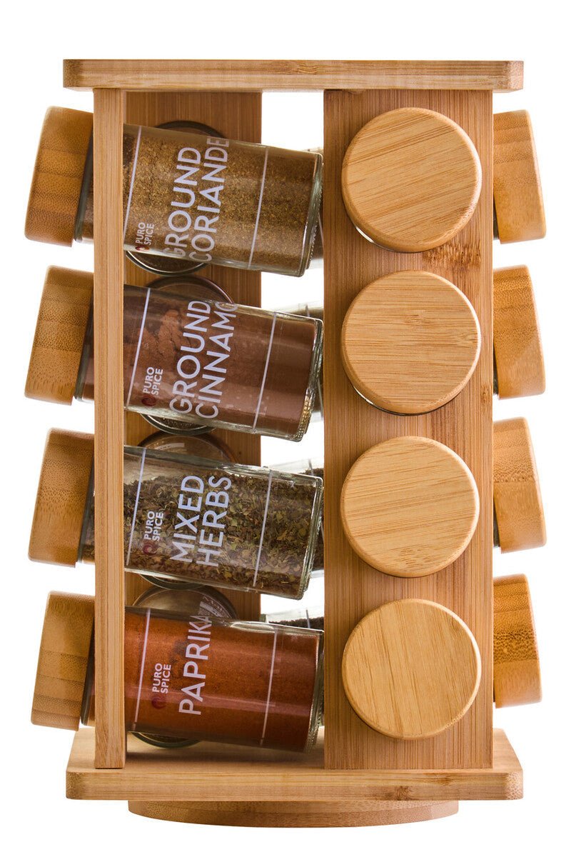 Puro Bamboo Revolving Spice Rack with 16 Jars - Joe’s Haven