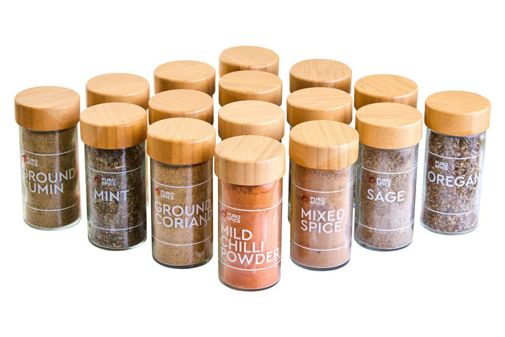Puro Bamboo Revolving Spice Rack with 16 Jars - Joe’s Haven