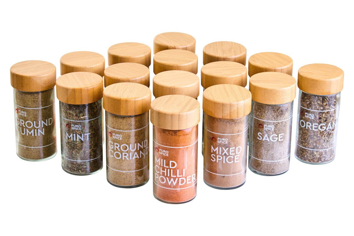 Puro Bamboo Revolving Spice Rack with 16 Jars - Joe’s Haven