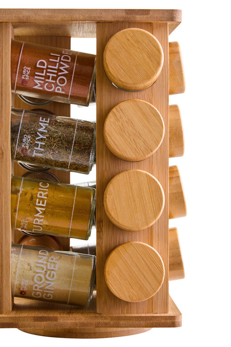 Puro Bamboo Revolving Spice Rack with 16 Jars - Joe’s Haven