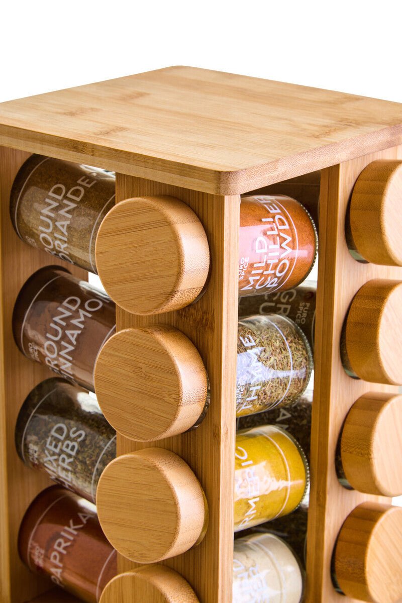 Puro Bamboo Revolving Spice Rack with 16 Jars - Joe’s Haven