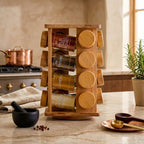 Bamboo Revolving Spice Rack with 16 Jars | Puro - Joe’s Haven