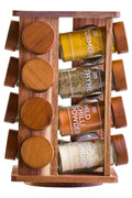 Puro Acacia Wood Revolving Spice Rack with 16 Jars - Joe’s Haven