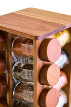 Puro Acacia Wood Revolving Spice Rack with 16 Jars - Joe’s Haven