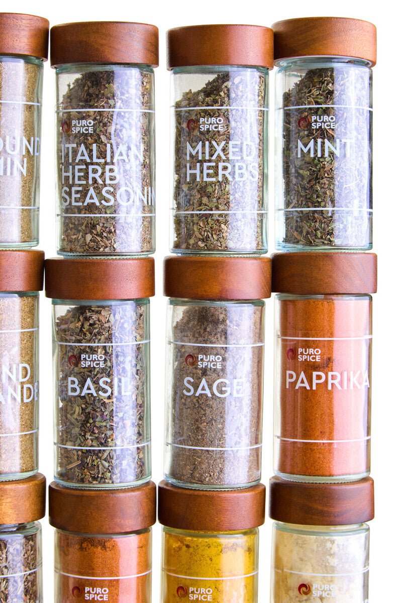 Puro Acacia Wood Revolving Spice Rack with 16 Jars - Joe’s Haven