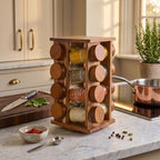 Acacia Wood Revolving Spice Rack with 16 Jars | Puro - Joe’s Haven