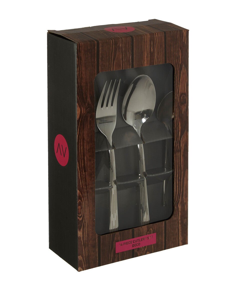 Avie 16 Piece Etched Deco Cutlery Set - Joe’s Haven