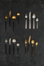 Avie 16 Piece Matte Silver And Black Cutlery Set - Joe’s Haven
