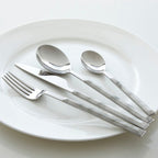 Avie 16 Piece White Faux Marble Cutlery Set - Joe’s Haven