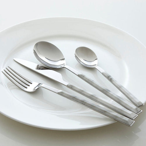 Avie 16 Piece White Faux Marble Cutlery Set - Joe’s Haven