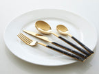 Avie 16 Piece Black Faux Marble Cutlery Set - Joe’s Haven