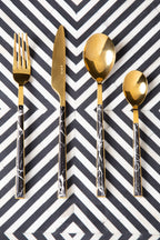 Avie 16 Piece Black Faux Marble Cutlery Set - Joe’s Haven