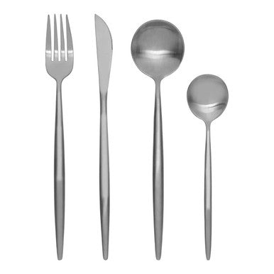 Modern Retro 16 Piece Matte Silver Cutlery Set - Joe’s Haven