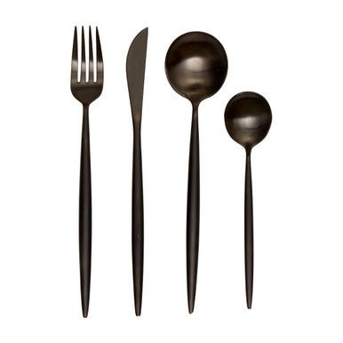 Modern Retro 16 Piece Matte Black Cutlery Set - Joe’s Haven