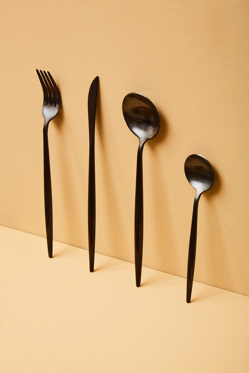 Modern Retro 16 Piece Matte Black Cutlery Set - Joe’s Haven