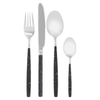 Avie 16 Piece Black And Silver Cutlery Set - Joe’s Haven