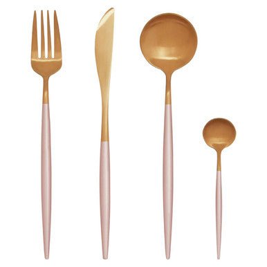 Avie 16 Piece Pink And Gold Finish Cutlery Set - Joe’s Haven