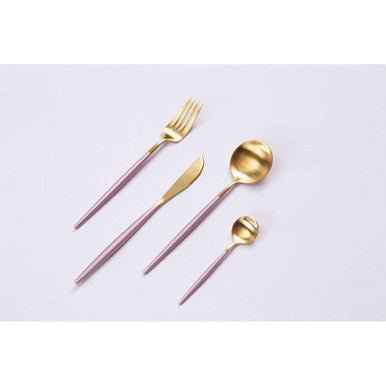 Avie 16 Piece Pink And Gold Finish Cutlery Set - Joe’s Haven