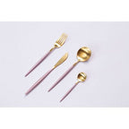 Avie 16 Piece Pink And Gold Finish Cutlery Set - Joe’s Haven
