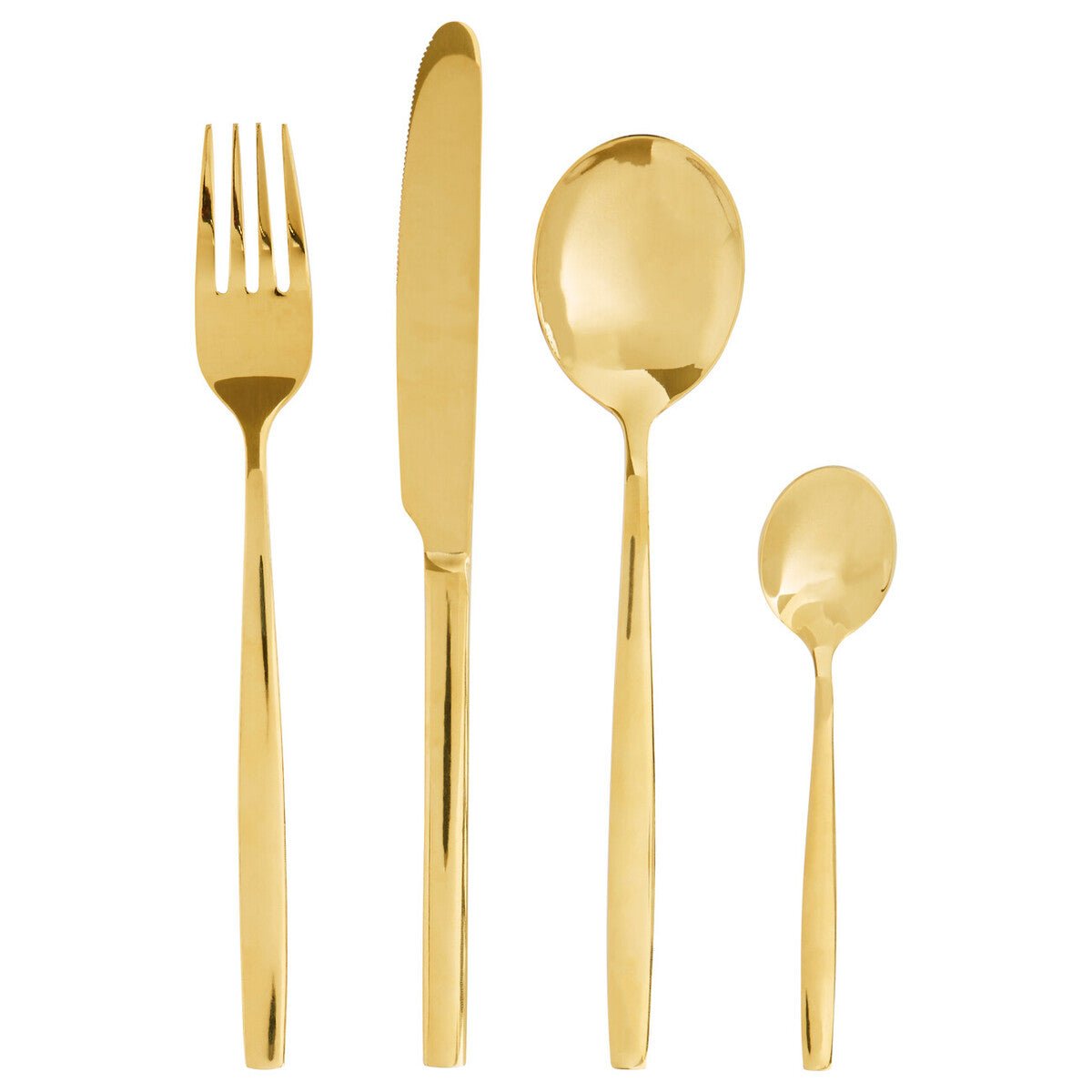 Avie 16 Piece Gold Finish Stainless Steel Cutlery Set - Joe’s Haven
