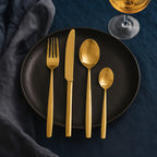 Avie 16 Piece Gold Finish Stainless Steel Cutlery Set - Joe’s Haven