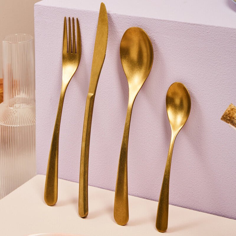 Avie 16 Piece Antique Gold Finish Cutlery Set - Joe’s Haven