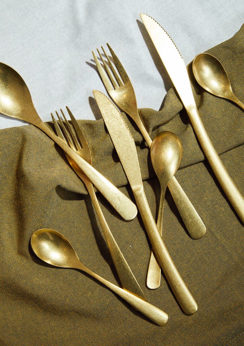 Avie 16 Piece Antique Gold Finish Cutlery Set - Joe’s Haven