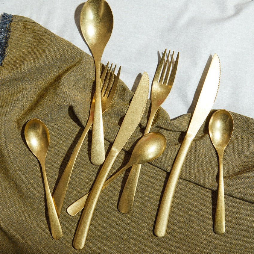 Avie 16 Piece Antique Gold Finish Cutlery Set - Joe’s Haven