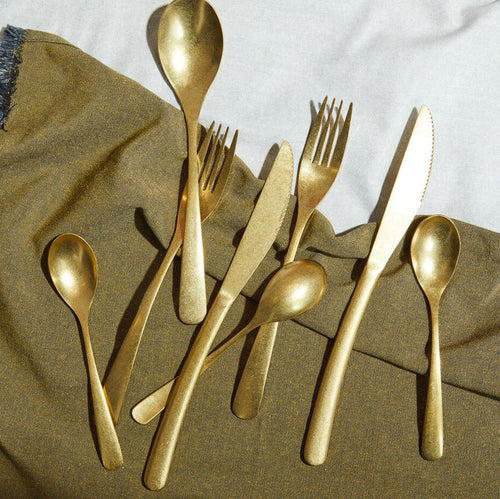 Avie 16 Piece Antique Gold Finish Cutlery Set - Joe’s Haven