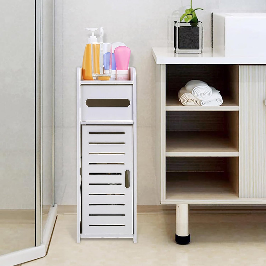 Small Bathroom Cabinet White 3 Tier Freestanding Tissue Box Storage Ejoyous - Joe’s Haven