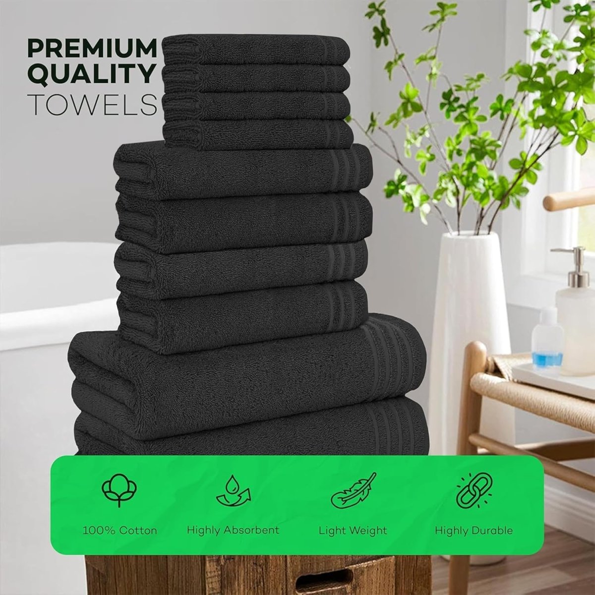 10 Piece Monaco Luxury Egyptian Cotton Towel Set - Joe’s Haven