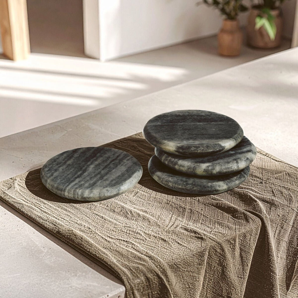 Marmore Set of 4 Grey Marble Round Coasters - Joe’s Haven