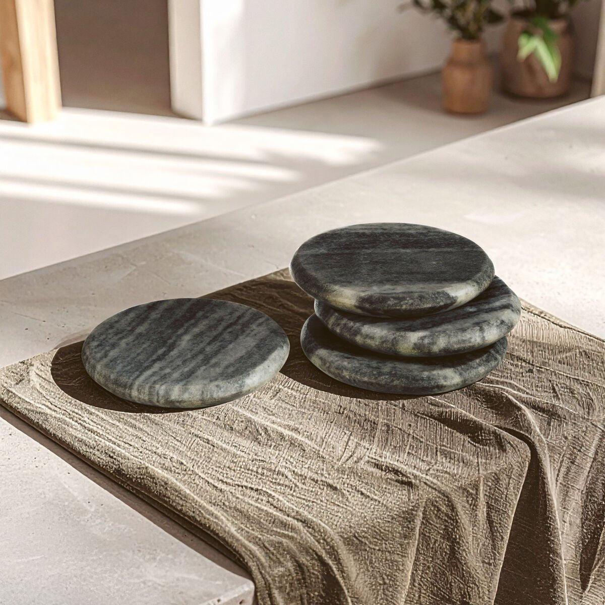 Marmore Set of 4 Grey Marble Round Coasters - Joe’s Haven