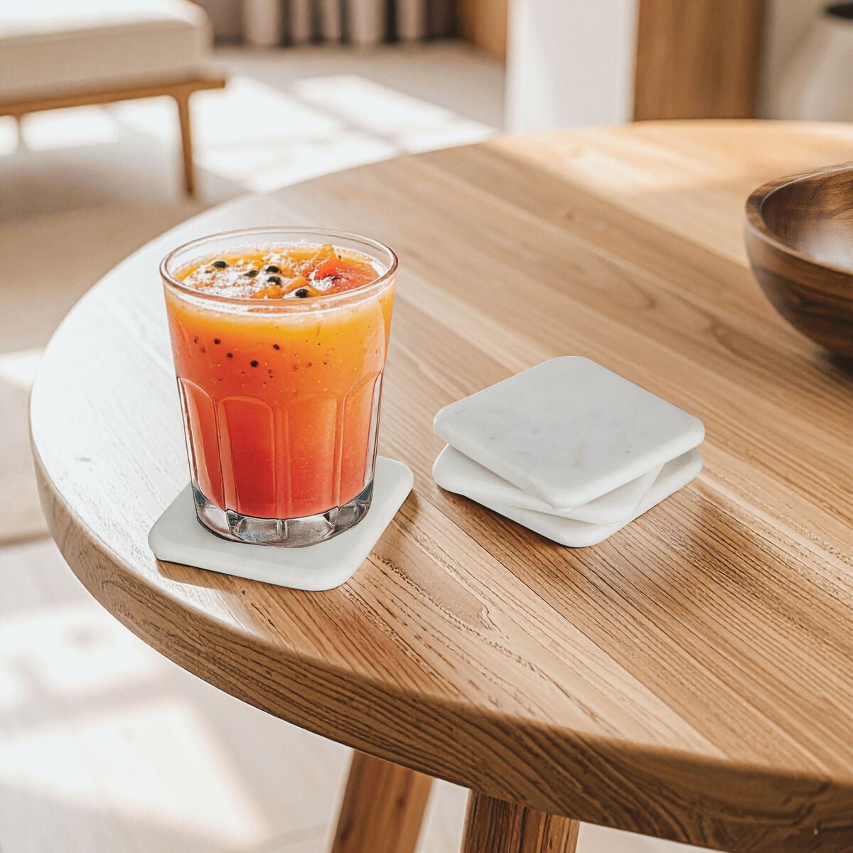 Set of 4 Off White Square Marble Coasters | Kindia - Joe’s Haven