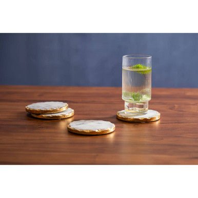Empire Set Of 4 Round White Marble Coasters - Joe’s Haven