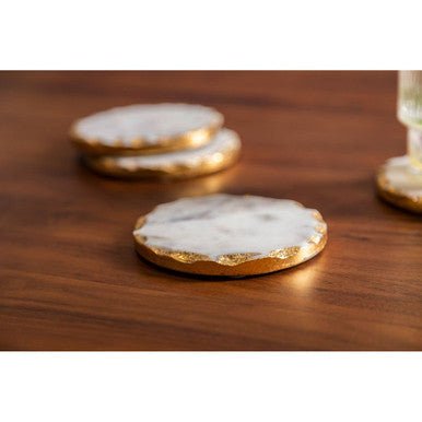 Empire Set Of 4 Round White Marble Coasters - Joe’s Haven