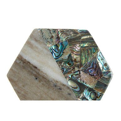 Imogen Set Of 4 Beige Marble And Paua Shell Coasters - Joe’s Haven