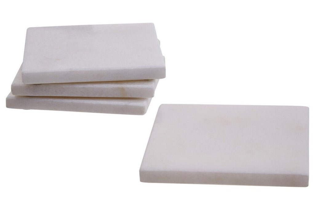 Kindia Set Of Four White Marble Square Coasters - Joe’s Haven