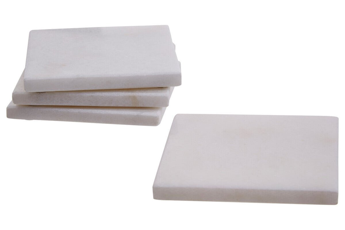 Kindia Set Of Four White Marble Square Coasters - Joe’s Haven