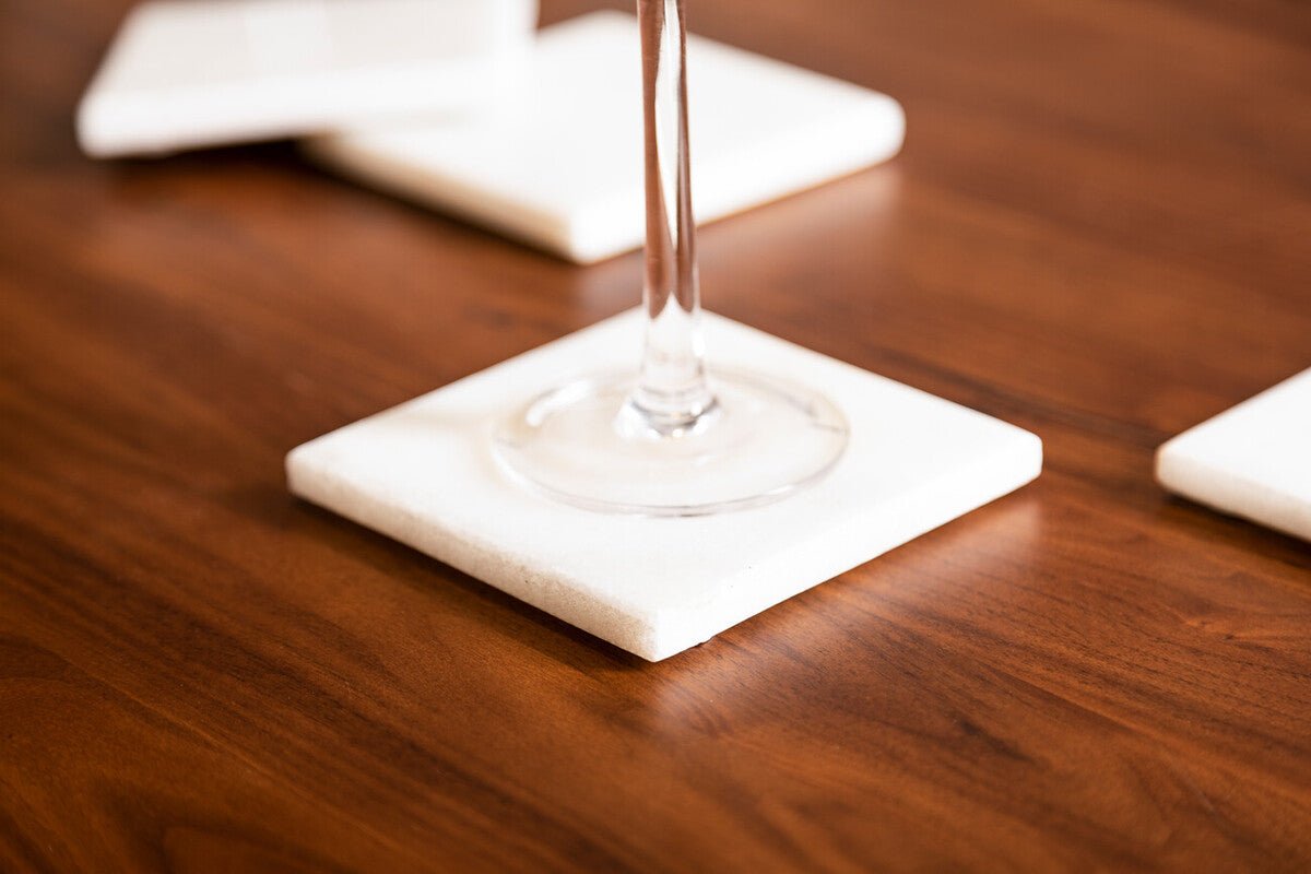 Kindia Set Of Four White Marble Square Coasters - Joe’s Haven